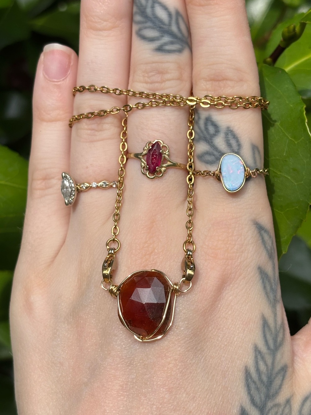 Hessonite interchangeable necklace